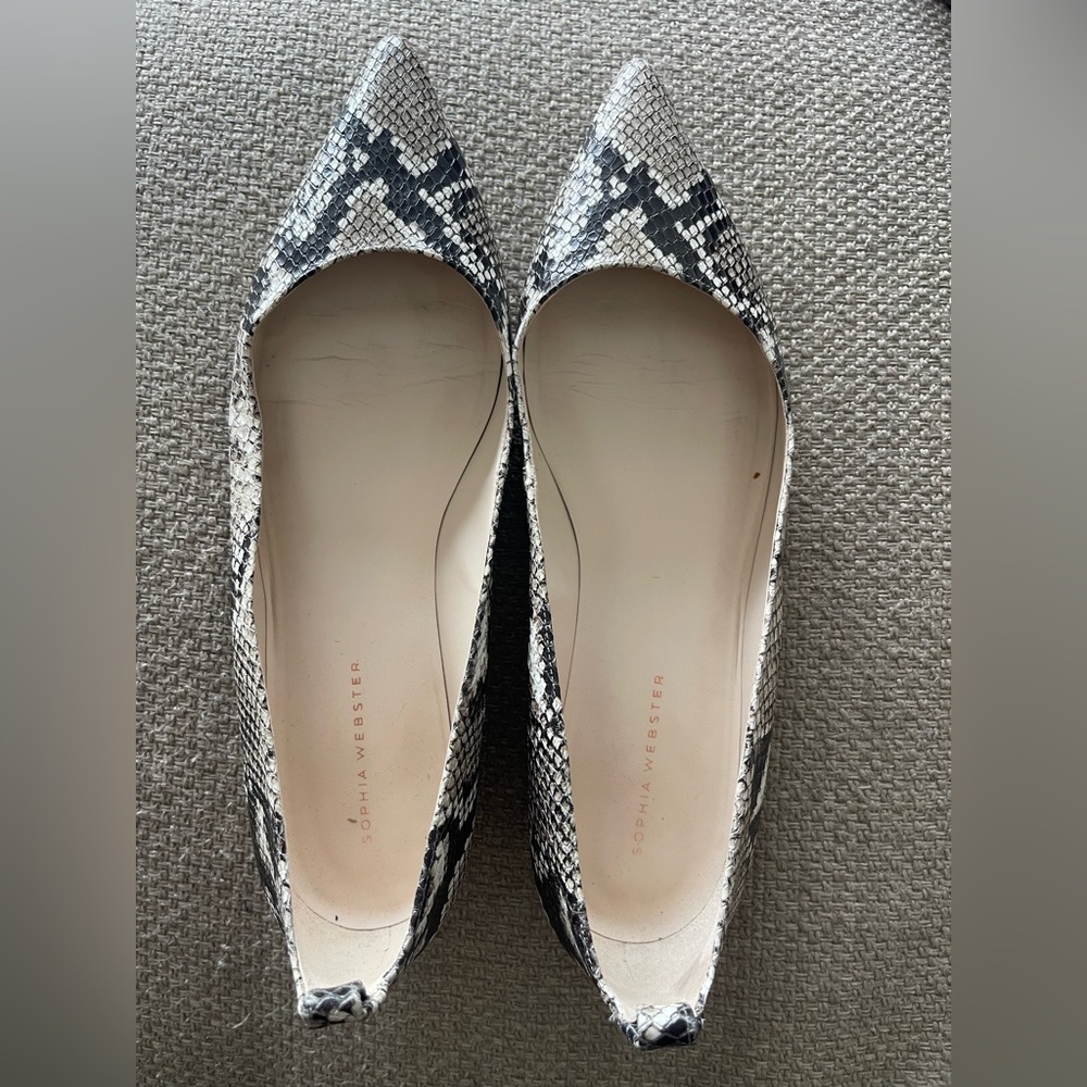 Sophia Webster Black & White Snakeskin Pointed Flats